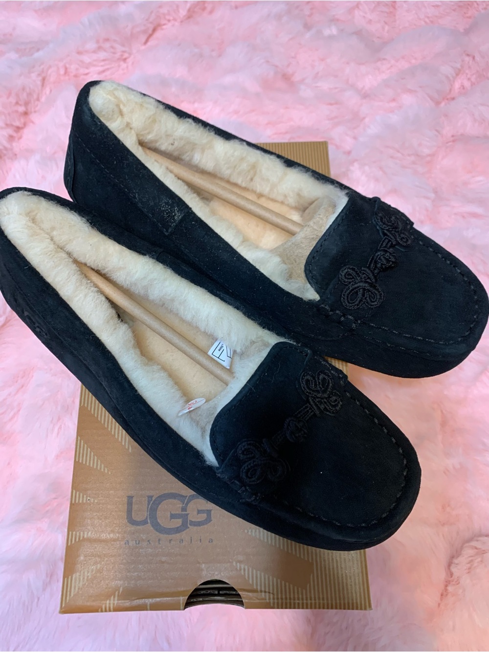 UGG Black Suede Shearling-Lined Women's Loafers